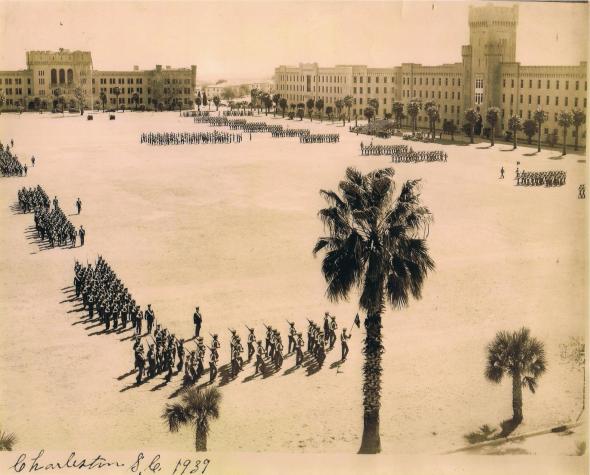 Cadet parade at The Citadel, 1939. Photo courtesy of The Citadel Archives and Museum, Charleston, South Carolina.